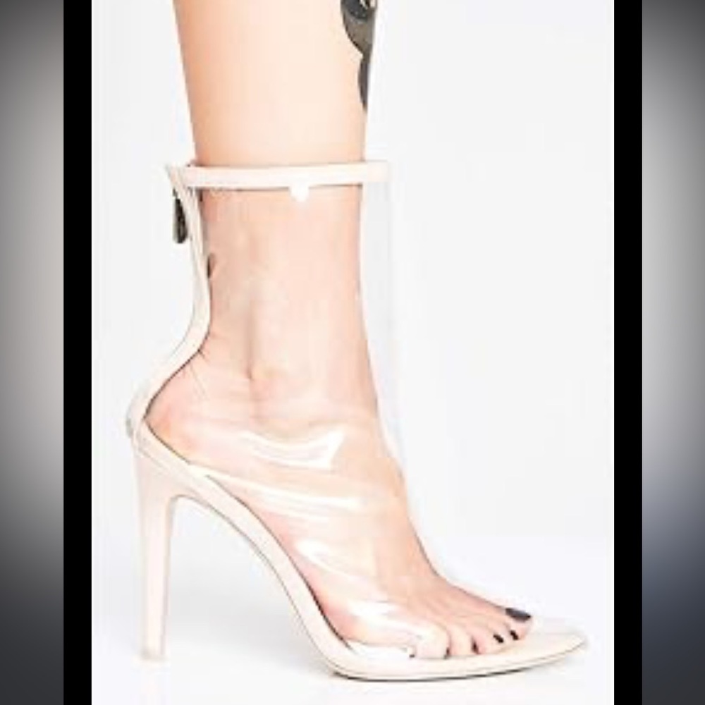 bebo Transparent Ankle Boots for Women Stiletto High Heel Clear Booties $78